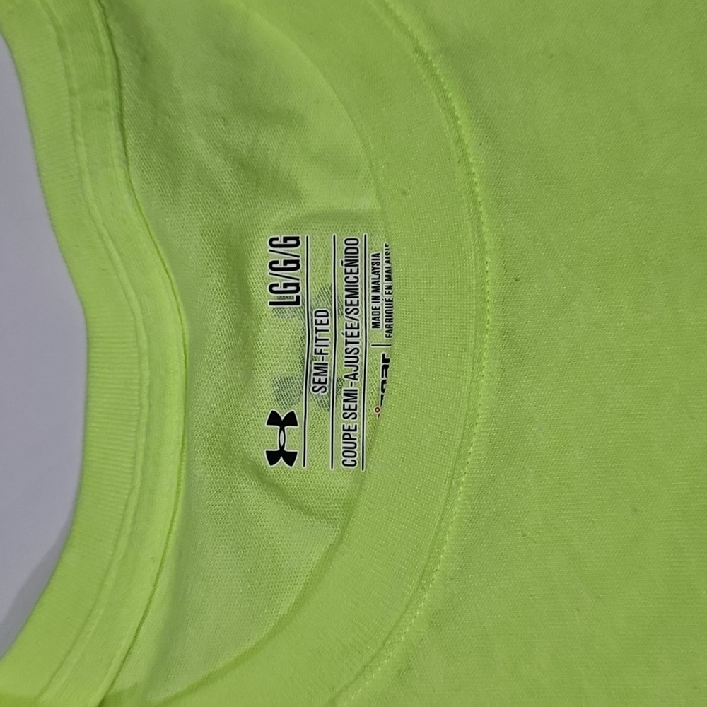 Womens Under Armour Neon Yellow Semi Fitted T-Shirt Size Large - Picture 3 of 5